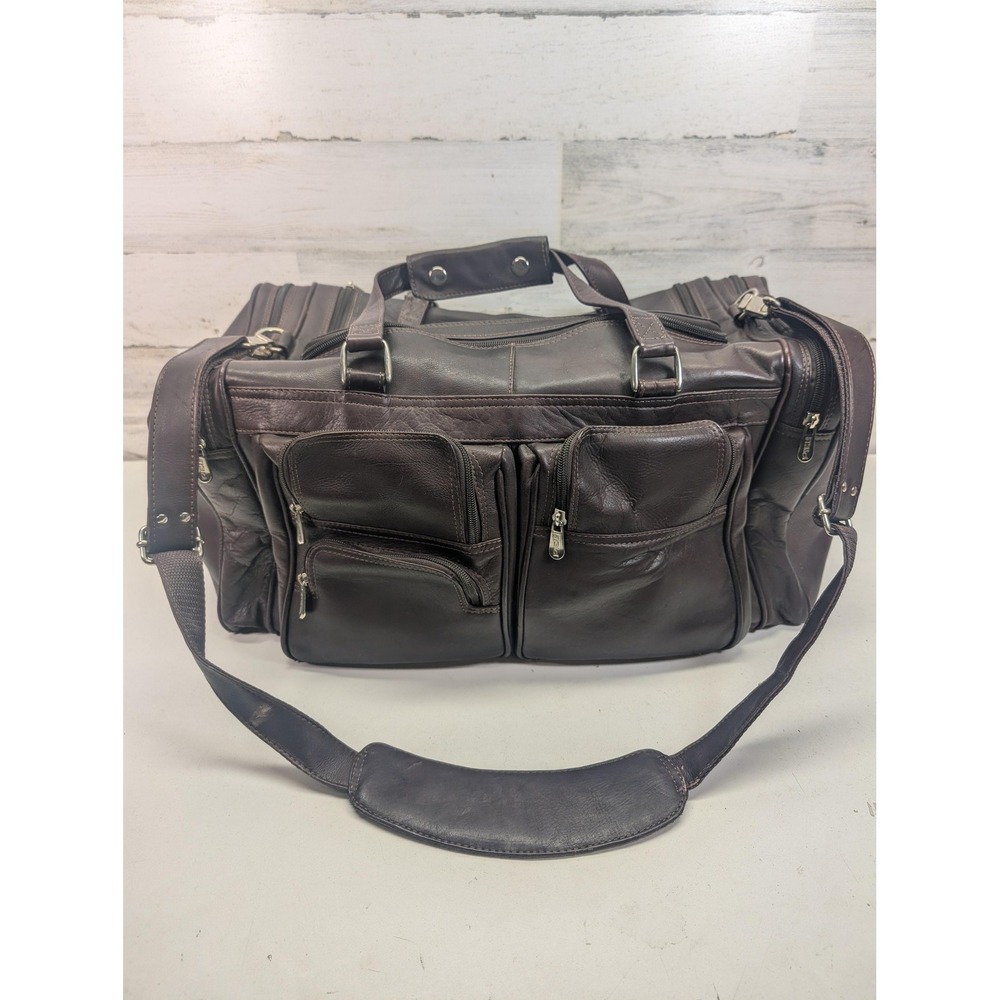 Piel Leather Brown 20" Duffle Bag Soft Case Travel Carry On Mens Luggage